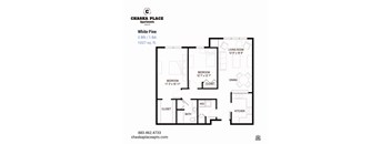A floor plan for a 2 BR / 1 BA apartment at Chaska Place.