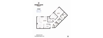 A floor plan for a 2BR/2BA apartment at Chaska Place Apartments.