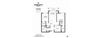 A floor plan for a 2 bedroom, 2 bathroom apartment at Chaska Place Apartments.