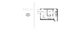 1 bedroom 1 bathroom Crosstown Floor Plan at CityLine Apartments, Minnesota, 55406