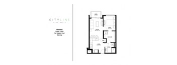 1 bedroom 1 bathroom Hiawatha Floor Plan at CityLine Apartments, Minneapolis, MN, 55406