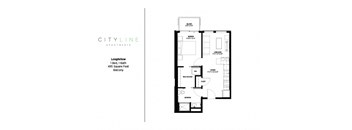1 bedroom 1 bathroom Longfellow Floor Plan at CityLine Apartments, Minneapolis, 55406