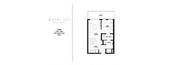 1 bedroom 1 bathroom Loring Floor Plan at CityLine Apartments, Minneapolis