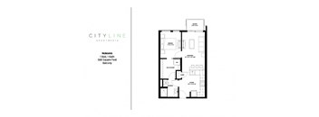 1 bedroom 1 bathroom Nokomis Floor Plan at CityLine Apartments, Minnesota, 55406