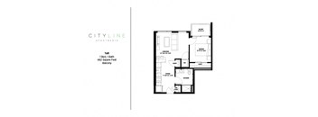 1 bedroom 1 bathroom Taft Floor Plan at CityLine Apartments, Minnesota