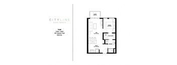 1 bedroom 1 bathroom Todd Floor Plan at CityLine Apartments, Minnesota, 55406