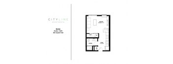 Studio 1 bathroom floor plan I at CityLine Apartments, Minneapolis, Minnesota