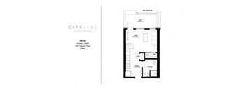 Studio 1 bathroom floor plan C at CityLine Apartments, Minneapolis