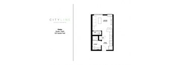 Studio 1 bathroom floor plan F at CityLine Apartments, Minneapolis, MN, 55406