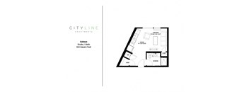 Studio 1 bathroom floor plan D at CityLine Apartments, Minnesota
