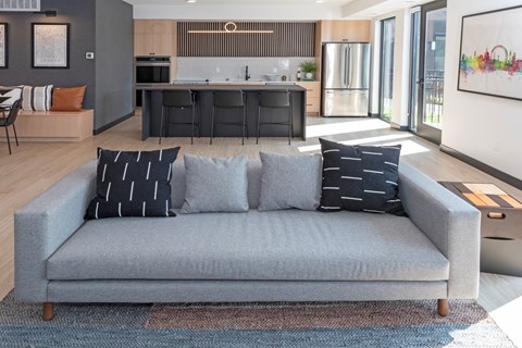Living Area With Kitchen View at CityLine Apartments, Minneapolis, 55406