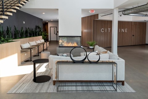 Contemporary Lobby Area at CityLine Apartments, Minneapolis, MN