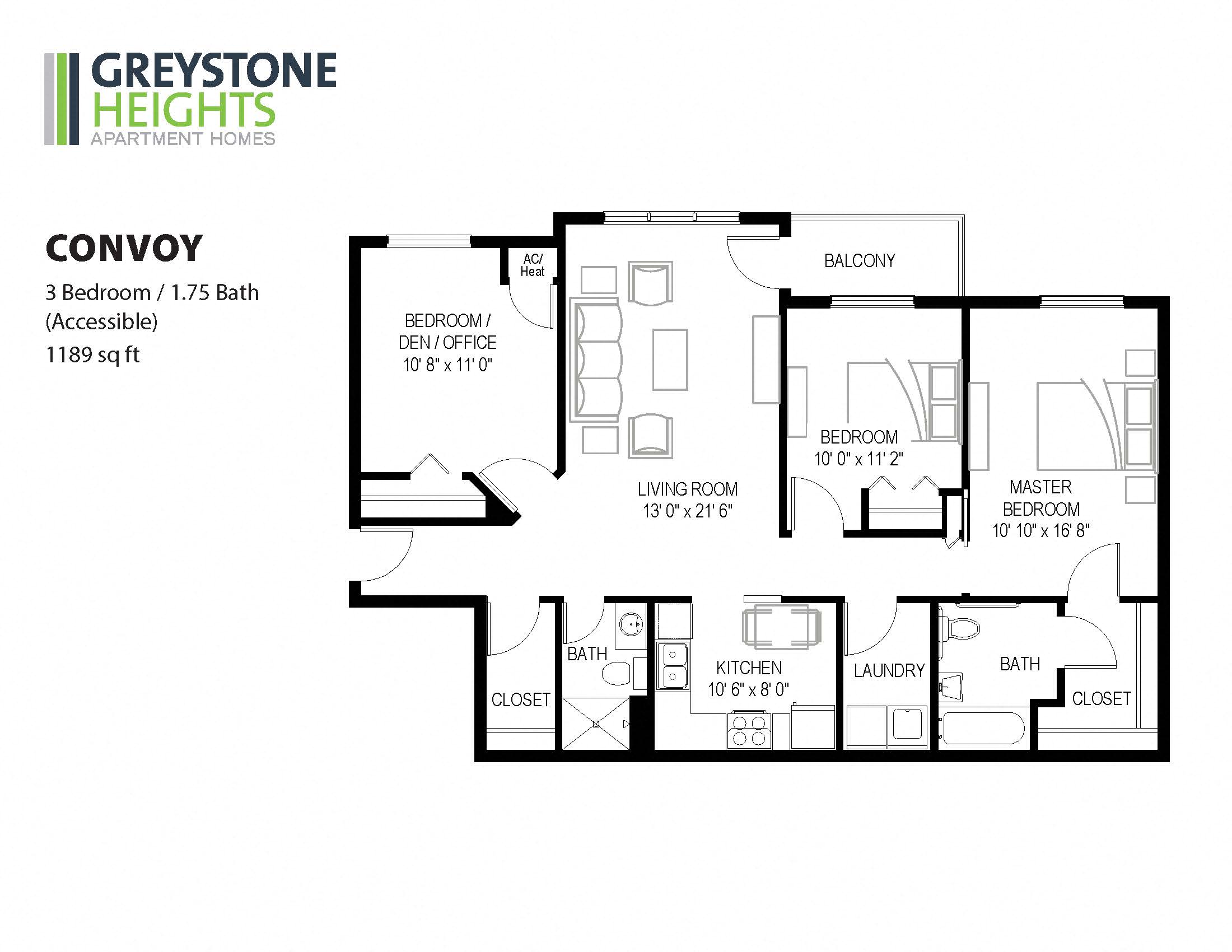 3 bedroom floor plan accessible