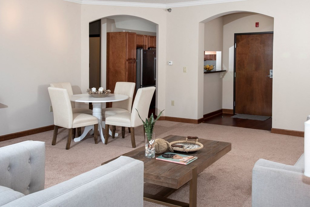 unique arches at entry and kitchen