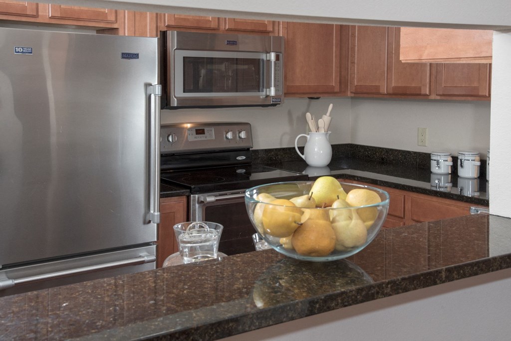 Kitchen with stainless steel appliances