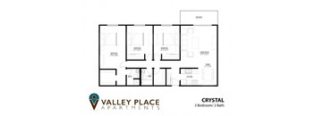 a floor plan of a 3 bedroom apartment