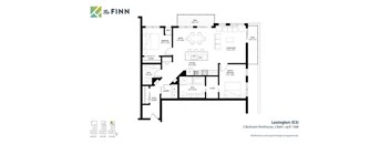 A floor plan for a 2 Bedroom Penthouse with 2 Bathrooms and a Living Room.
