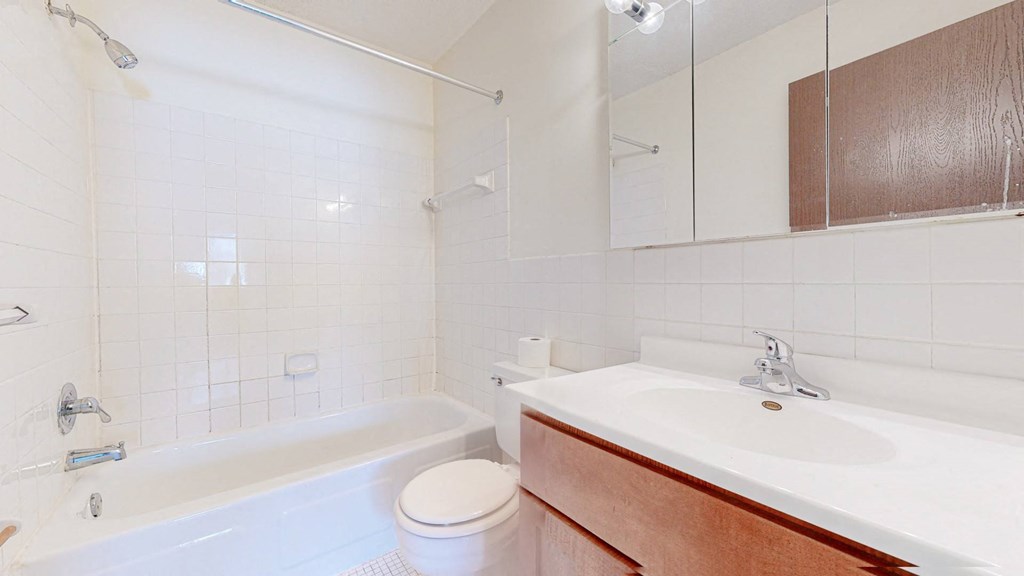 a bathroom with a sink toilet and bathtub