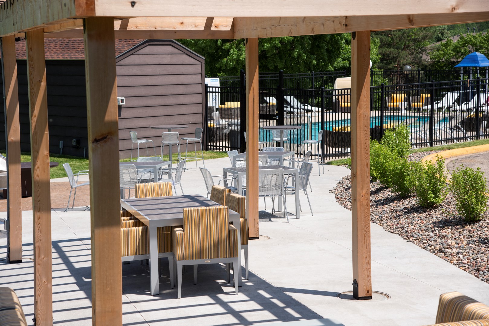 Patio with gas grills and fire pit