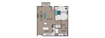 A floor plan of a home with a balcony and a bedroom.