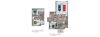 A diagram shows the layout of a townhouse with two floors, including details of the rooms and their placements.