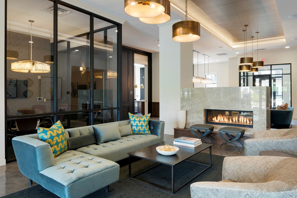 Welcoming Lobby Area With Fireplace at The Shoreham, St. Louis Park