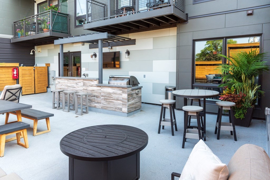 Outdoor Grill With Intimate Seating Area at The Finn, Saint Paul, Minnesota