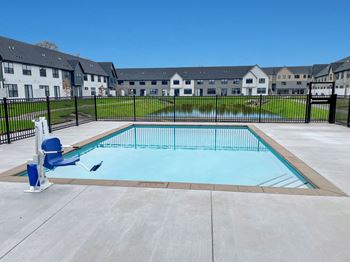 our apartments have a resort style pool with a fence around it