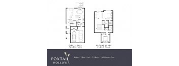 a floor plan of two bedrooms and a bathroom