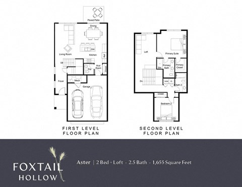a floor plan of two bedrooms and a bathroom