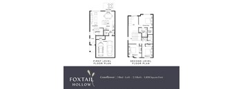 a floor plan of two bedrooms and a bathroom