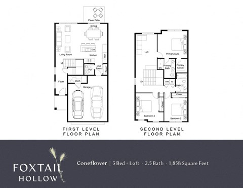 a floor plan of two bedrooms and a bathroom