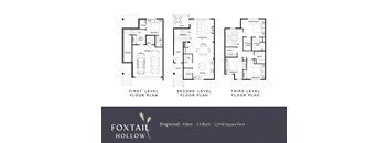 a floor plan of three different floor plans of a house