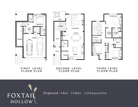 a floor plan of three different floor plans of a house