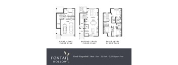 a floor plan of three different floor plans of a house