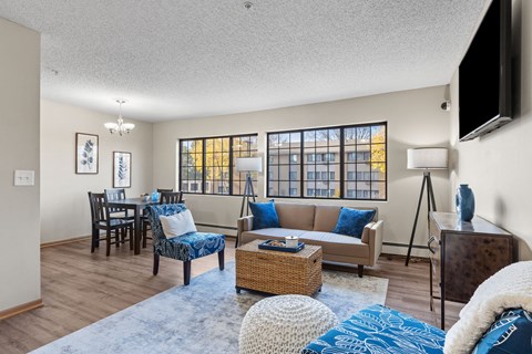 Spacious Living Room at Granite Peaks Apartments, Minneapolis, Minnesota