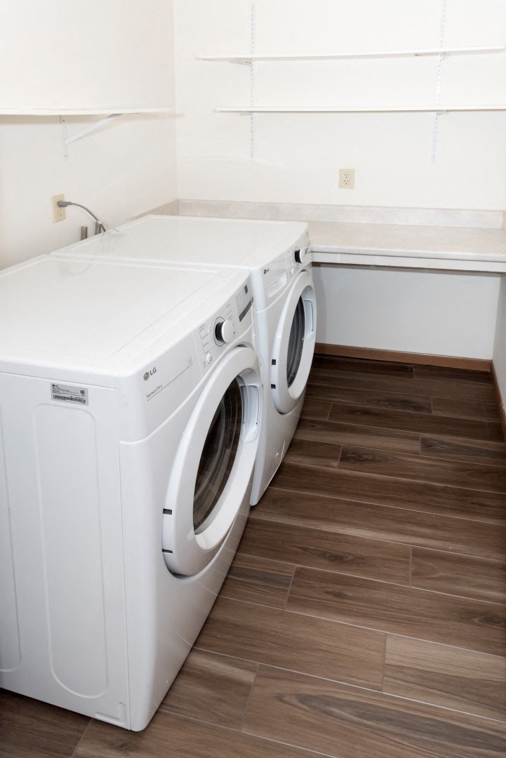 a washer and dryer in a laundry room