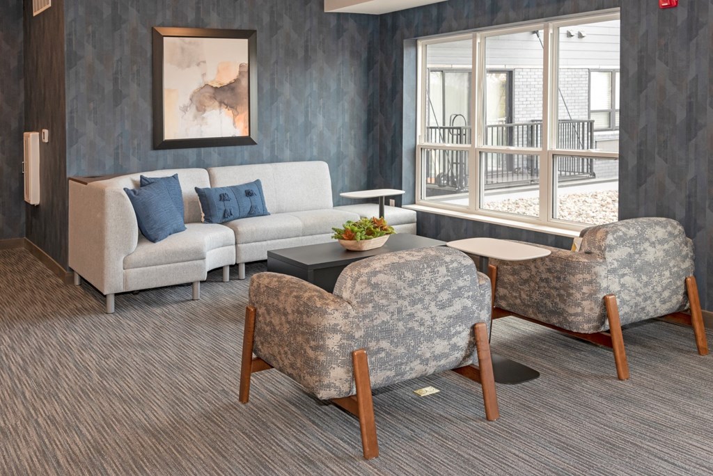 Living Room With Private Balcony at Grove80 Apartments, Cottage Grove, MN