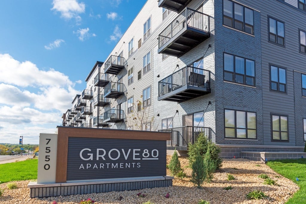 Grove80 Apartments Sign, Minnesota, 55016