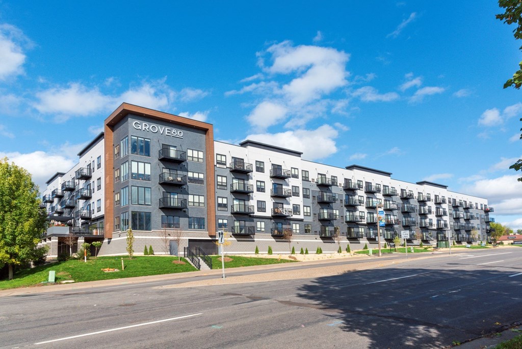 Street Exterior View of Grove80 Apartments, Minnesota