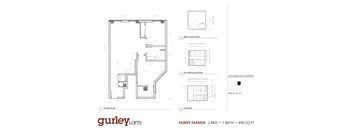 Two bedroom floor plan named Fanny Farmer at Gurley Lofts in Minneapolis, MN