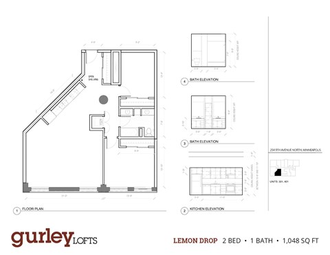 Two bedroom floor plan named Lemon Drop at Gurley Lofts in Minneapolis, MN