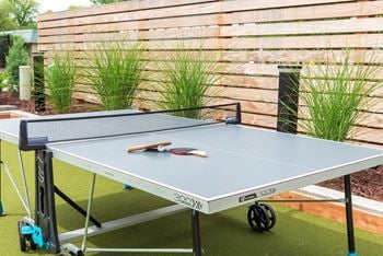 a ping pong table in the garden