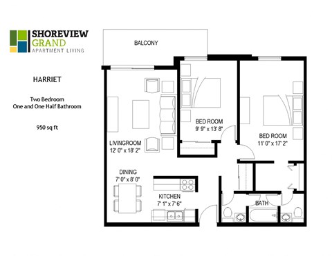 Harriet Floor Plan at Shoreview Grand, Shoreview, 55126