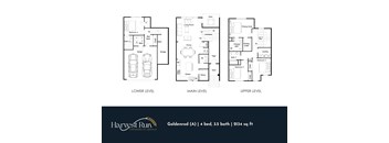 A diagram shows the layout of a house with three levels.