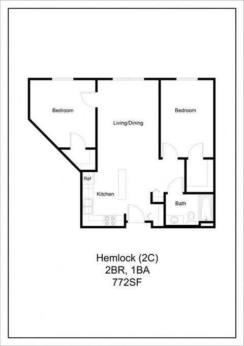 a floor plan of a bedroom house at Briarcliff Apartments, a 55+ Community, Mahtomedi, MN