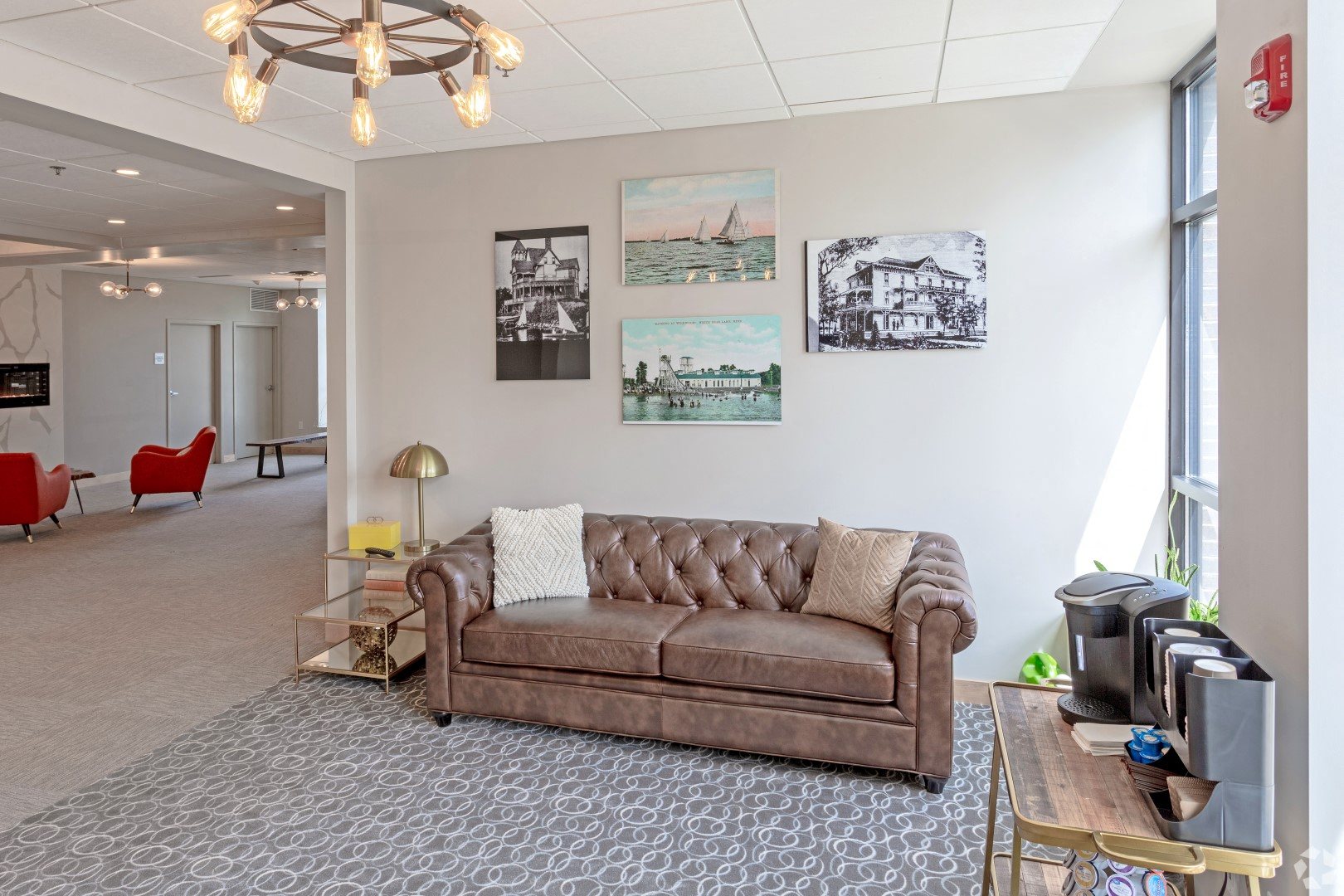 a living room with a couch and a tv