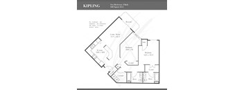 a floor plan of two bedrooms and baths with a loft and a living room