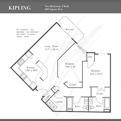 a floor plan of two bedrooms and baths with a loft and a living room