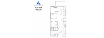 Studio Floor Plan at Lake Jonathan Flats, Chaska, MN
